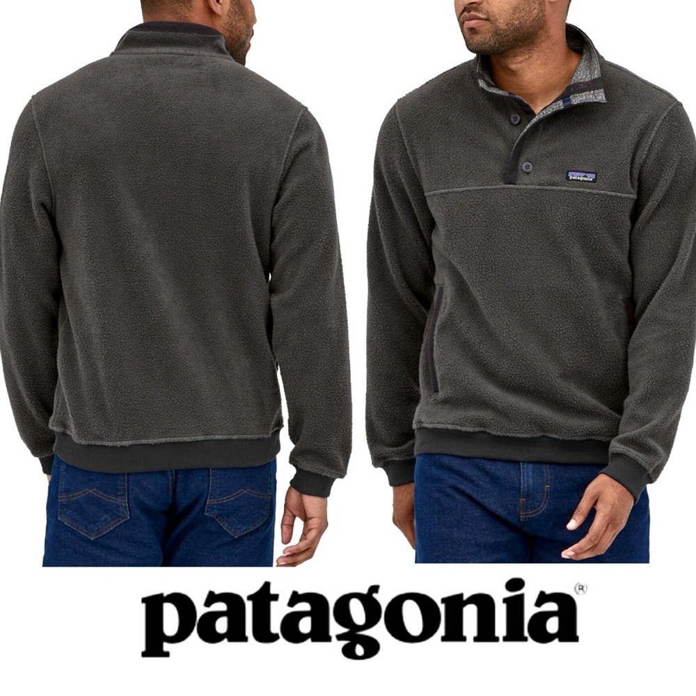 Patagonia Men’s Outdoor Shearling X-Ray Grey Button Fleece Pullover
